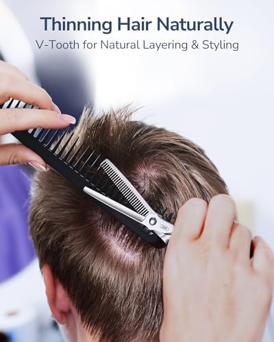 ULG Professional Hair Thinning Scissors 6.5" Japanese Stainless Steel Hand-Honed Salon Barber Scissors for Stylist & Home Use, Texturizing Shears, Ergonomic Design with Patterned Handles - Image 5