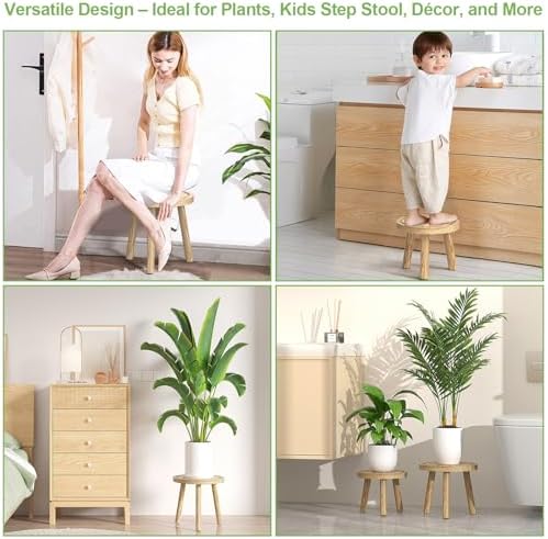 5-Pack Wood Plant Stands Indoor, Single Plant Stand for 6-12 Inch Pots, Mid-Century Modern Plant Stool, Tall Plant Stand for Large Plants for Living Room, Balcony, Office (Light Brown) - Image 6