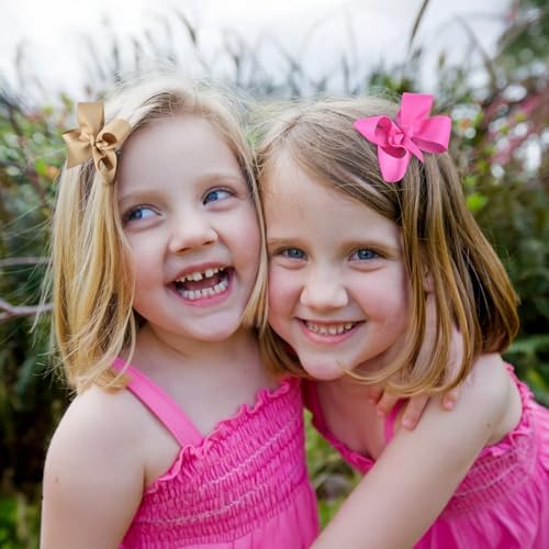 3 Inch Hot Pink Hair Bow Clips for Girls - Set of 2 - Image 6
