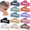Sisiaipu 12 Pcs Medium Hair Clips, 3.5 Inch, Colorful - Hair Clips for Thick and Thin Hair, Square Claw Clips, Jaw Clips, Bulk Hair Accessories for Women and Girls by SisiaipuHairClawClips