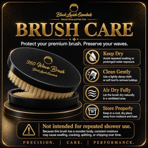 360 Wave Brush, Build Deeper Waves, Soft & Hard Boar Bristle Curved Brushes (Soft Brush, Black) - Image 6