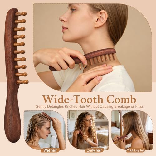 ProSuites 3 Pack Wooden Scalp Massager Tool, Long Handle Head Massage Scalp Loc Brush for Dreads, Multifunctional Hair Massager Tool for Men & Women - Image 2