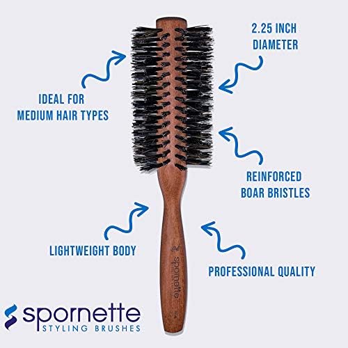Spornette Italian Round Boar Bristle Brush - Large Round Brush for Blow Drying, Styling & Volumizing - Wooden Brush for Medium to Long Thick, Fine, Curly or Straight Hair (2.25 inch) - Image 6