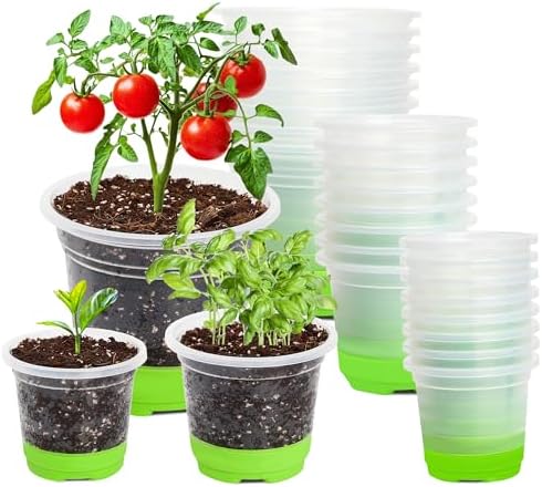 MIXC Thickened Clear Nursery Pots with Silicone Base for Easy Transplant 24 Packs 5/4/3.5 Inch, Variety Pack Plant Pot Reusable Seedling Pots for Vegetable Propagation, Root Cutting, Seed Starting by MIXC