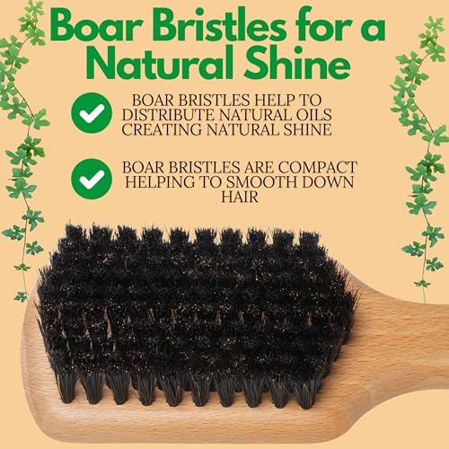 GranNaturals Soft Boar Bristle Slick Back Hair Brush - Hairbrush for Smoothing, Fades, Beards, 360 Waves to Style, Polish, & Lay Down Hair to Create a Sleek Ponytail Bun Hairstyle for Women & Men - Image 6