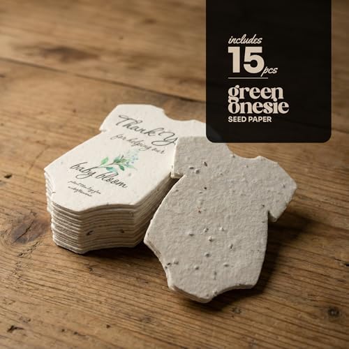 15 Green Onesie-Shaped Gift Wrap Tags with Wildflower Seeds - Image 3