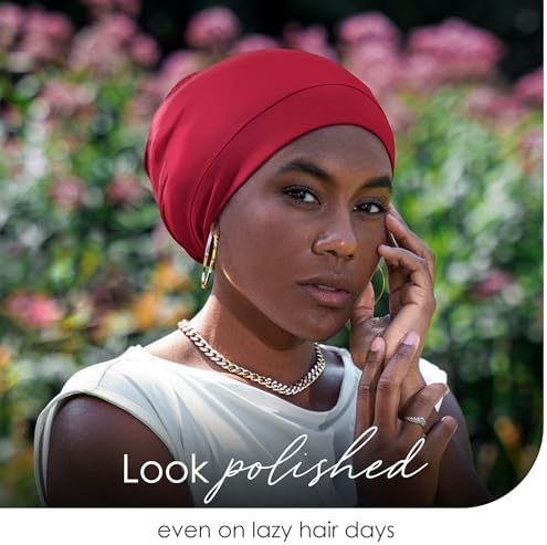 Silk Satin Hair Bonnet for Sleeping - Black Women & Men's Sleep Cap - Image 5