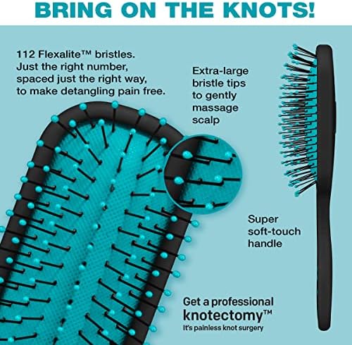 Conair The Knot Dr. hair brush - Pro Mini Detangler, Detangling, Heat Resistant, Irregular shape, Rubber, 1 Count, Black + Blue, All hair types, Unisex - Image 2