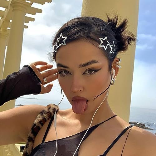 SAOROPEB Star Hair Clips 2000s Y2K Hair Accessories-50 PCS 1.18"-Silver - Image 3