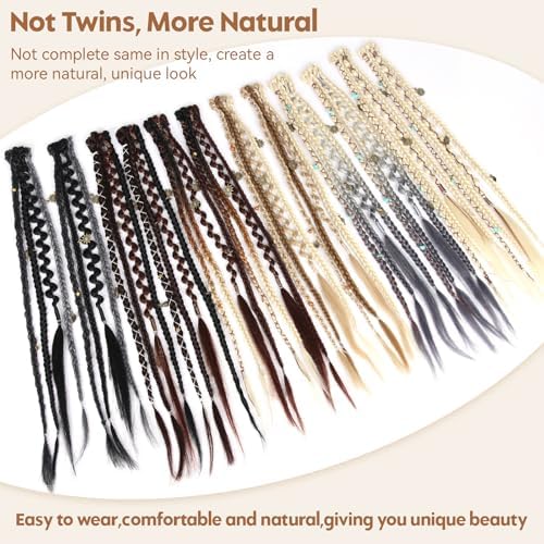 2Pcs 20" Clip in braid Hair Extensions Women (Light Brown Mix) - Image 5