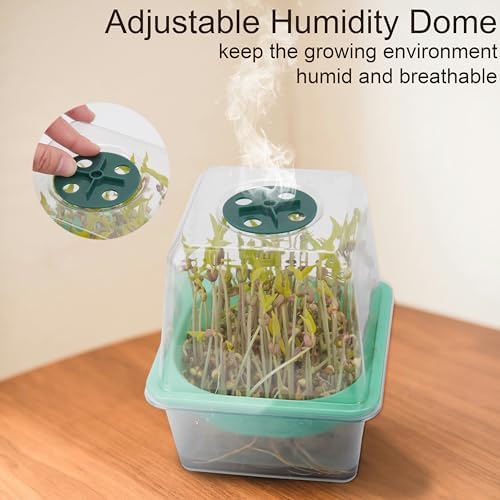 Microgreen Growing Trays, 5" x 5" Sprouting Tray with Humidity Dome, 1.2 mm Small Mesh Holes, BPA Free, Sprouter Kit for Growing Mirco Seeds, Like Broccoli, Alfalfa, Radish, Clover - 6 Pack | Clear - Image 5