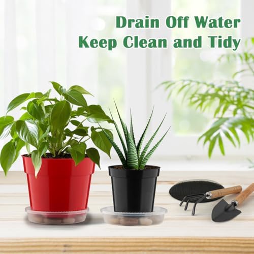 RooTrimmer 20 Pack 6 Inch Plant Pots, Thickened Plastic Flower Pots with 20 Pcs Water Collecting Trays, 20 Soil Block Mesh Pads, Red - Image 5