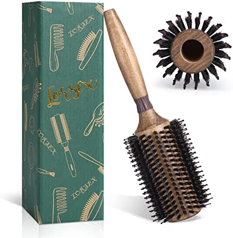 Round Brush for Blow Drying, LORSEX Boar Bristle Hair brush for Women Men, Round Hairbrush for Add Shine/Volume, Minimize Damage (2.8 Inch) by LORSEX