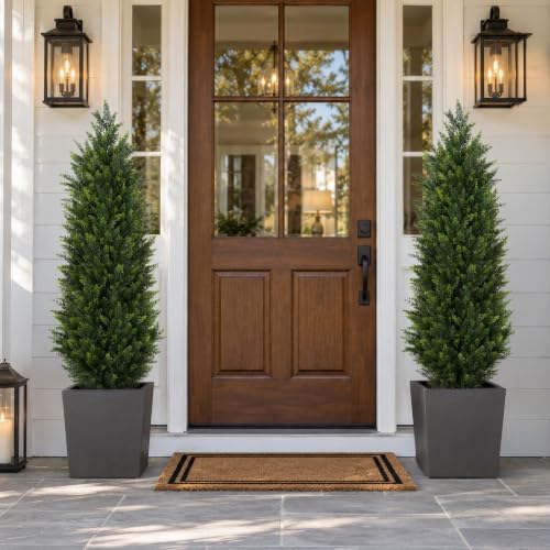 HyeFlora Artificial Cedar Tree 4 ft, Faux Topiary Shrubs Plant for Outdoor - Image 2