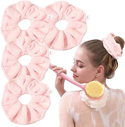 Ivyu Microfiber Hair Drying Scrunchies Towel Fiber - Buns Large Scrunchie for Curl Hair for Bed Shower Warp Wet Anti Frizz Hair Products Absorbent Fast Terry Cloth Scrunchy Gifts For Women Girls Pink by Ivyu