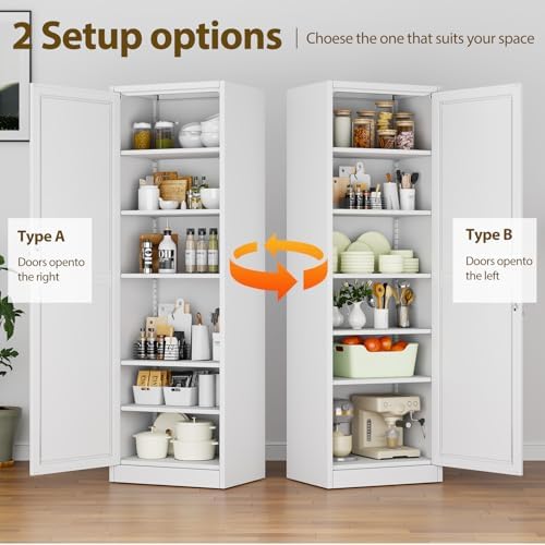 pozdeg 67" White Lockable Metal Storage Cabinet - Image 4