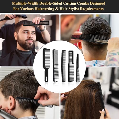 HEYMKGO Barber Comb,14PCS Hair Cutting Comb Set, Professional Salon Fine and Wide Tooth Comb, Barber Clipper Brush Duster Brush, Hair Clips, Rat Tail Teasing Combs for Styling - Image 3