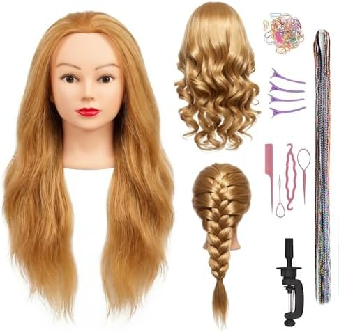 26 Inch 80% human hair mannequin head practice head for braiding by PlatolPro