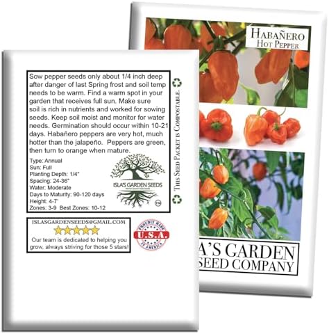 Habanero Hot Pepper Seeds (Capsicum chinense) – 25+ Heirloom Non-GMO Seeds by Isla’s Garden Seeds, Fiery Lantern-Shaped Peppers for Salsa & Hot Sauce, Productive Warm-Season, Bold Flavor for Cooking - Image 7