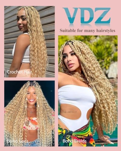 613# Blonde Color 18 Inch Human Crochet Hair for Black Women, Feather Crochet Extensions 55g 40 Strands, Resusable Miracle Look Hair Bundles, Soft Lightweight Small Knots Deep Wave - Image 6