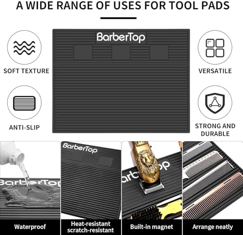 Barber Organizer Mat, Magnetic Barber Mat with 3 Magnetic Slots Anti-Slip Barber Mats for Clippers, Barbershop Salon Mat Station, Barber Table Matt, Barber Scissors Tool Organizer for Hairstylist - Image 3