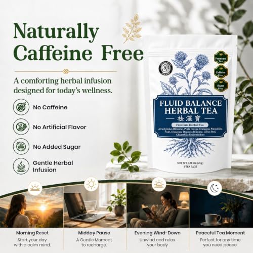 Herb Guru Herbal Tea, Fluid Balance Poria & Hawthorn, 5 Bags (50 Cups) - Image 2