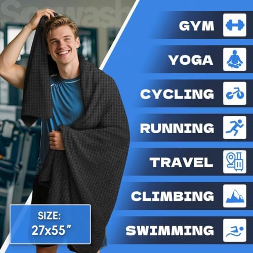 Microfiber Gym Towels for Showering Working Out Quick Dry Negative ions Large Middle Small Sizes Lightweight Gym Towel for Men Women Tennis Sports Towels for Body Hot Yoga Fitness Essentials - Image 2