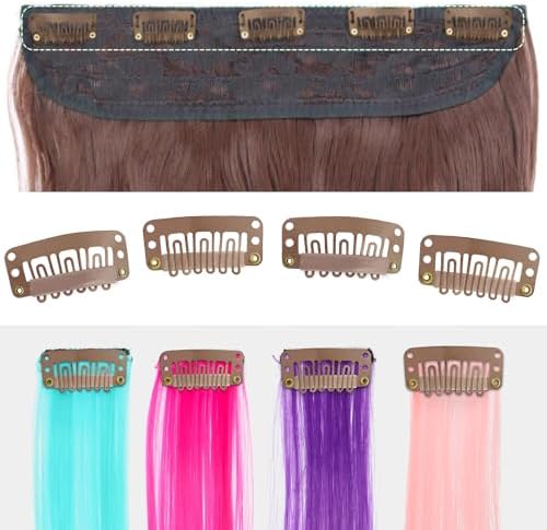MUIIGOOD 25Pcs 32mm Hairpieces Snap Clips U Shape Wig Clips for Hair Extensions Making Wig Accessories Set Tools (Light Brown) - Image 4