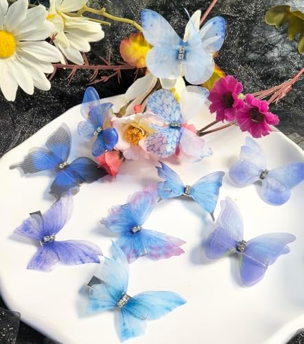 Hair Decoration Butterfly Clip-Moving Butterfly Hair Clips for Girls (Bule-10PCS) - Image 2