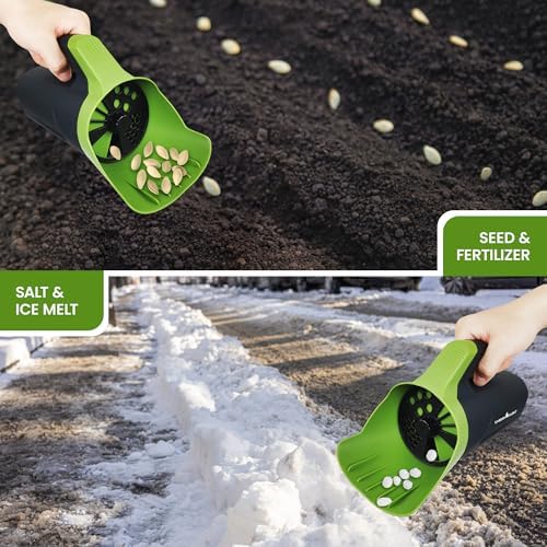 Garden Guru Handheld Seed Spreader Shaker – Multi Use Grass Seed, Fertilizer, Ice & Snow Melt Spreader – Adjustable Twist Cap w Multiple Size Openings – Lightweight 1L Capacity Hand Seeder (4 Pack) - Image 6