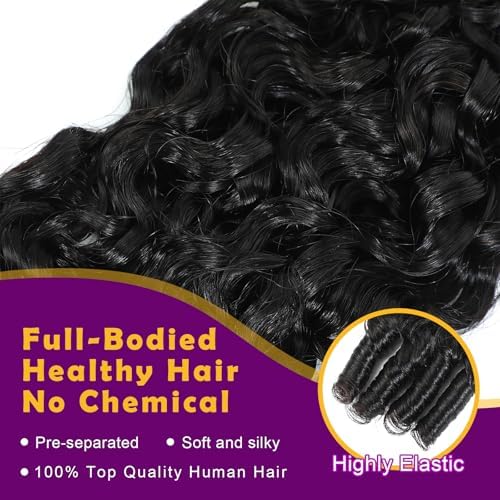 Burmese Curly Crochet Human Hair 22 Inch 60g Human Crochet Hair for Black Women Miracle Knots Hair Pre-Separated Feather Crochet Human Hair Bundles Invisible Hair Extensions Natural Black - Image 4