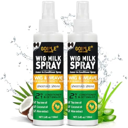Goiple Wig Milk Spray Wig Spray for Synthetic Hair, Leave-In Conditioner for Hair Wigs, Conditioner ＆ Detangler 2 in 1 Moisturizer, Hydrates & Replenishes Synthetic Wigs Easy Combing (3.4 fl oz) by Goiple