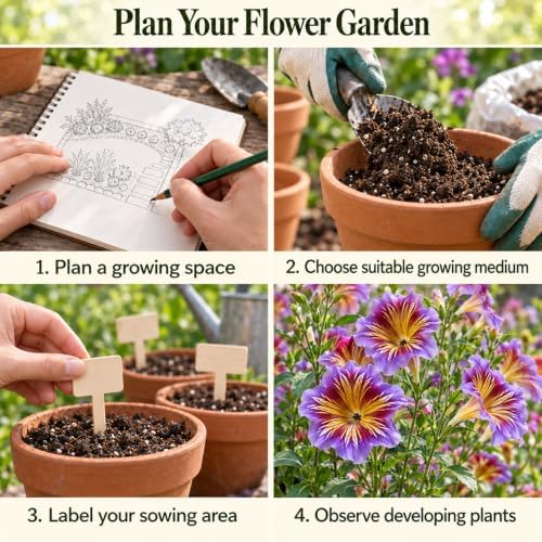 ZEshops 100 Chilean Morning Glory Flower Seeds, Mixed Colors, Garden - Image 4