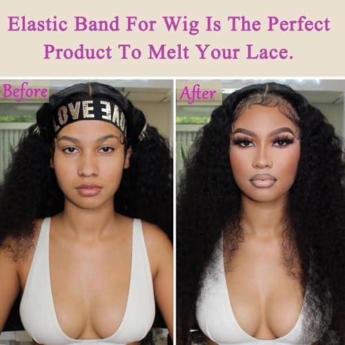 Wig Band and Lace Melting Band Set - Elastic Edge Wrap Bands to Keep Lace Front Wigs in Place and Lay Edges (5 Piece Set,Black+Goldlove+Pinklove) - Image 4