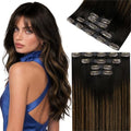 LaaVoo Seamless Clip in Hair Extensions Balayage Brown to Ash Brown Highlights Seamless Hair Extensions Clip in Balayage Clip on Hair Extension 20 Inch 4pcs 100g by LaaVoo