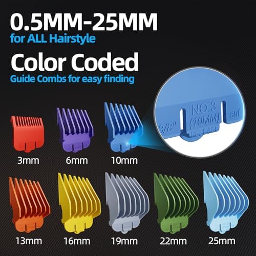 Chicclly Low Noise Hair Clippers for Men & Women with 10 Color Guide Combs - Image 4