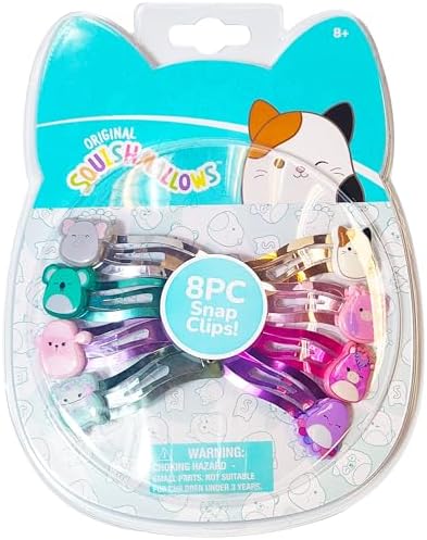 LUV HER Kids Hair Clips for Girls Squishmallows Snap Clips 8 Pack Multi Color Ages 8+ by LUVHERKIDS