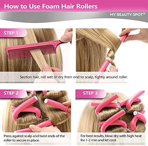 My Beauty Spot Flexi Rods Foam Hair Rollers 1" Diameter Professional Salon Quality 10 Pcs Rubber Hair Rollers for Long, Medium and Short Hair (Blue) - Image 5