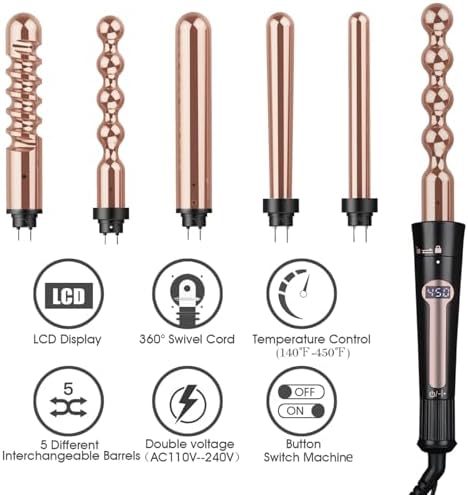 Curling Iron, Curling Wand Set (Classic Rose Gold, Curling Iron (0.35" -1.25")) - Image 5