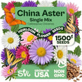 SVI 1500 Single Mix China Aster Heirloom Seeds, Callistephus chinensis by SVI