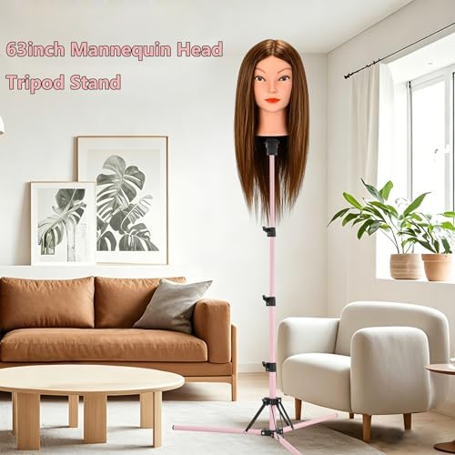 SZCY LLC Wig Head Stand, 63inch Adjustable Mannequin Head Stand - Wig Stand Tripod for Cosmetology Hairdressing Training - Image 2