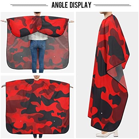 Blueangle Bright Red Camouflage Barber Cape for Men Hair Cutting - Waterproof Salon Hairdressing Cape, 65" x 55" - Image 5
