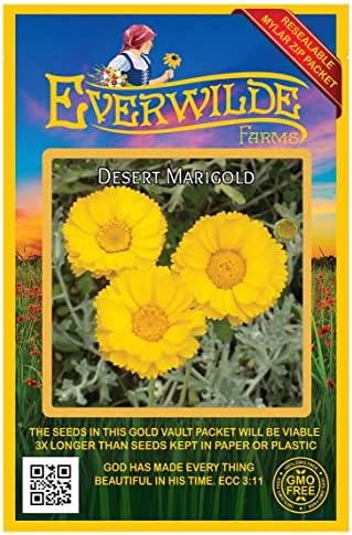 1000 Desert Marigold Native Wildflower Seeds - Gold Vault Seed Packet by Everwilde+Farms
