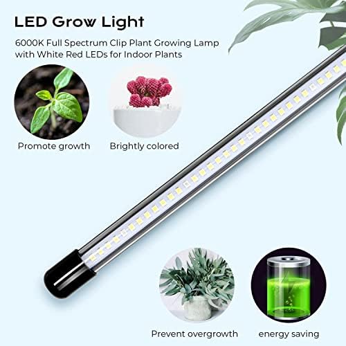 iPower LED Grow Light, 6000K Full Spectrum Clip Plant Growing Lamp with 84 White Red LEDs for Indoor Plants, 5-Level Dimmable, Auto On Off with 4/8/12H Timer - Image 4