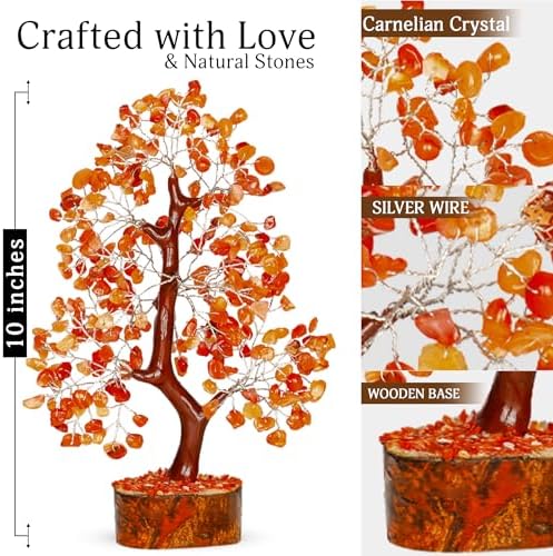 YATSKIA Carnelian Crystal Tree, Birthday Gifts for Women, Sister & Friends, Handmade Crystal Tree of Life, Living Room, Bedroom & Office Decor, Thank You Gifts - Image 2