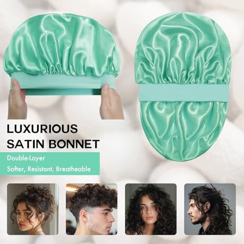 Satin Silk Bonnet for Hair, Double Layer Sleep Cap for Men & Women - Image 2