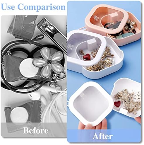 Prudiut Hair Tie Organizer 2 Pack, Portable Storage Box, Pink White - Image 5