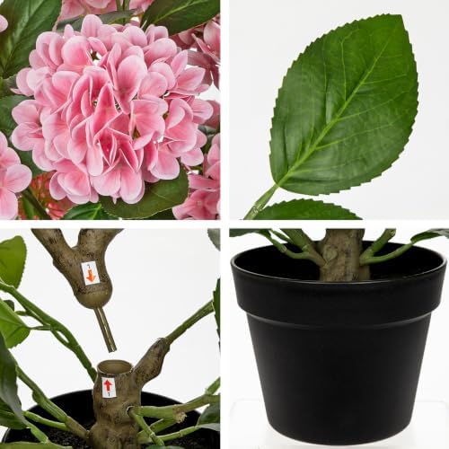 2.2FT Pink Hydrangea Artificial Flowers Tree 2 Pack Faux Hydrangea Potted - Image 7