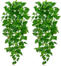 BLEUM CADE 2Pcs Fake Hanging Plants, 9 Branch Artificial Hanging Plant, Lush Faux Pothos Vines for Home Room Wall Shelf Porch Outdoor Indoor Decor (No Baskets) by BLEUMCADE