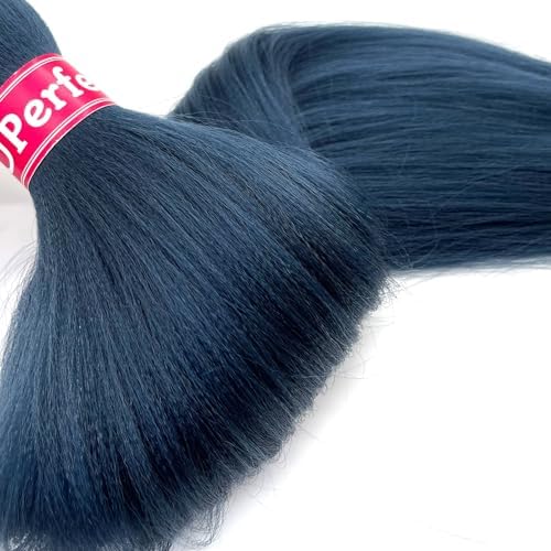 Navy Blue Braiding Hair Pre Stretched Kanekalo Knotless Prestretched Braiding Hair 30 inch Long Colored Hair Extensions for Braiding Pre Stretched Micro Braids Itch Free Yaki Braiding Hair Blue - Image 5